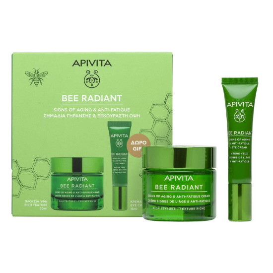 Apivita - Promo Bee Radiant Signs of Aging & Anti-Fatigue Cream Κρέμα Προσώπου Πλούσιας Υφής - 50ml & Δώρο Bee Radiant Eye Cream Κρέμα Ματιών - 15ml