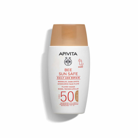 Apivita - Bee Sun Safe  Daily Age Repair Face Fluid Spf50 Λεπτόρρευστη Αντηλιακή Κρέμα Προσώπου Λάμψης  για Ρυτίδες και Πανάδες με Χρώμα - 50ml