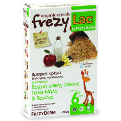 Frezyderm - Frezylac Bio Cereal Κρέμα με Βρώμη Ολικής Άλεσης  Γάλα, Μήλο & Βανίλια για Βρέφη Μετά τον Έκτο Μήνα - 200gr