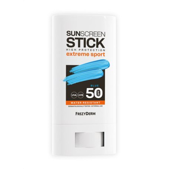 Frezyderm - SunScreen Stick Extreme Sport Blue SPF50 Αντηλιακό Stick  με Έντονη Μπλε Απόχρωση για Καλύτερη Κάλυψη και Προστασία σε Πρόσωπο και Χείλη - 20ml 