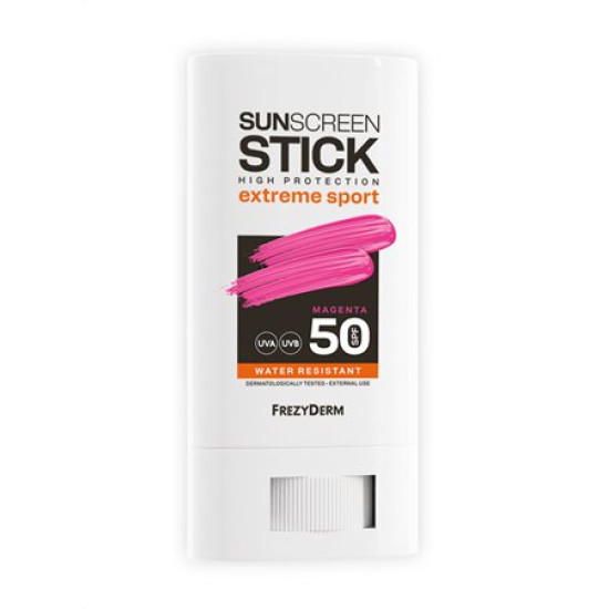 Frezyderm - SunScreen Stick Extreme Sport Magenta SPF 50 Αντηλιακό Stick Με Έντονη Magenta Απόχρωση για Καλύτερη Κάλυψη και Προστασία σε Πρόσωπο και Χείλη - 20ml
