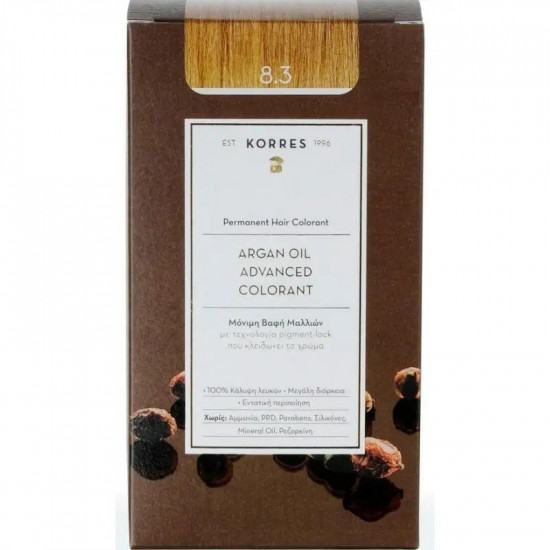 Korres - Argan Oil Advanced Colorant No 8.3 Ξανθό Ανοιχτό Μελί - 50ml