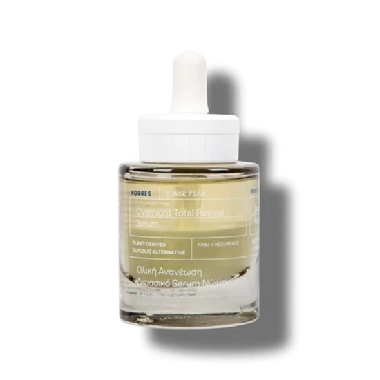 Korres - Black Pine Overnight Total Revival Serum Αντιγηραντικός Ορός Προσώπου Μαύρης Πεύκης με Υαλουρονικό Οξύ - 30ml