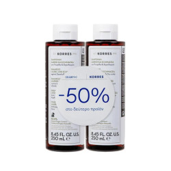 Korres - Σαμπουάν Δάφνη & Echinacea Σαμπουάν Κατά της Πιτυρίδας και της Ξηροδερμίας (-50% στο 2° προϊόν) - 2x250ml