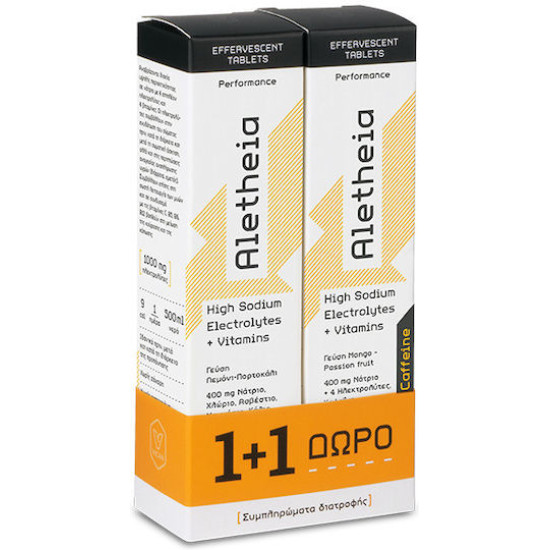 Vican - Aletheia High Sodium Electrolytes + Vitamins + Caffeine με Γεύση Mango - Passion Fruit - 18 Αναβράζοντα Δισκία & Aletheia High Sodium Electrolytes + Vitamins με Γεύση Λεμόνι-Πορτοκάλι - 18 Αναβράζοντα Δισκία