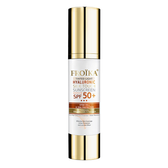 Froika - Hyaluronic Silk Touch Sunscreen Tinted Light SPF50+ Έγχρωμο καλυπτικό αντιηλιακό προσώπου με ελαφρύ χρώμα - 50ml