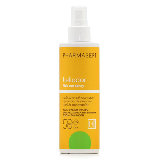 Pharmasept - Heliodor Kids Sun Spray SPF50 Παιδικό Αντηλιακό Προσώπου & Σώματος με Φυσικό Φίλτρο από Οξείδιο του Ψευδαργύρου - 165gr