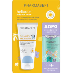 Pharmasept - Promo Heliodor Baby Sun Cream Spf50 Βρεφική Αντηλιακή Κρέμα για Πρόσωπο & Σώμα - 100ml & Δώρο Baby Care Mild Bath Βρεφικό Αφρόλουτρο - 100ml
