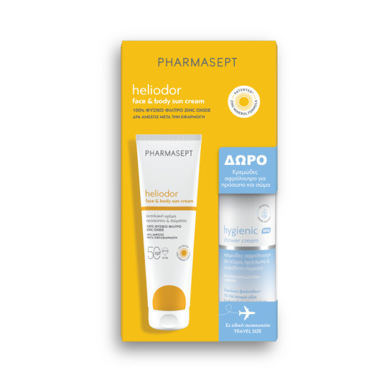 Pharmasept -  Promo Heliodor Face & Body Sun Cream SPF 50 Αντηλιακή Κρέμα Προσώπου Σώματος -150ml και ΔΩΡΟ Hygienic Shower Cream Κρεμώδες Αφρόλουτρο - 100ml 