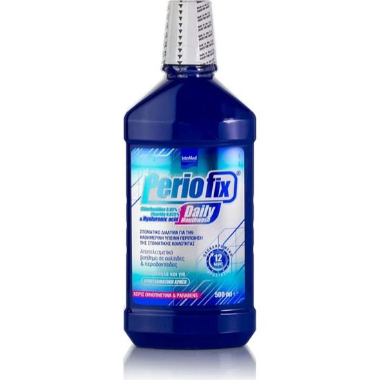Intermed - Periofix Daily Mouthwash Στοματικό διάλυμα για την καθημερινή υγιεινή περιποίηση της στοματικής κοιλότητας, αποτελεσματικό για ουλίτιδες και περιοδοντίτιδες - 500ml