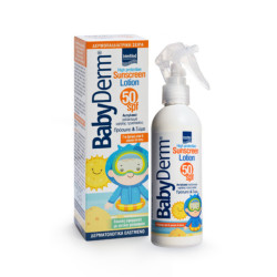 Intermed - Babyderm Sunscreen Lotion SPF50 Αντιηλιακό γαλάκτωμα υψηλής προστασίας για παιδιά από 6 μηνών+ για πρόσωπο & σώμα - 200ml
