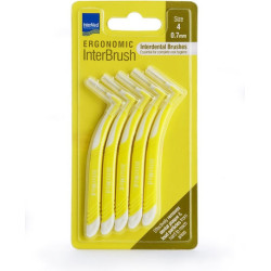 Intermed - Ergonomic InterBrush Μεσοδόντια Βουρτσάκια με Ειδική Ανατομική Λαβή Κίτρινα Size 4 (0,7mm) - 5 τμχ