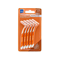 Intermed - Ergonomic InterBrush Μεσοδόντια Βουρτσάκια με Ειδική Ανατομική Λαβή Πορτοκαλί Size 1 (0.45mm) - 5 Τεμάχια
