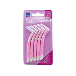 Intermed - Ergonomic InterBrush Μεσοδόντια Βουρτσάκια με Ειδική Ανατομική Λαβή Ροζ Size 0 (0.4mm) - 5 Τεμάχια