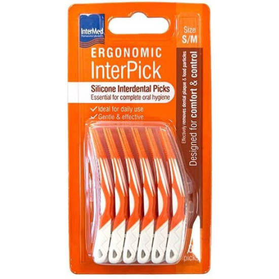 Intermed - Ergonomic InterPick Σιλικονούχα Μεσοδόντια Βουρτσάκια Πορτοκαλί Μέγεθος S/M - 36τμχ