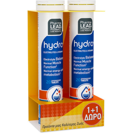 Pharmalead - Hydro+ Ηλεκτρολύτες με Βιταμίνες & μέταλλα (1+1 Δώρο) - 2x20 αναβράζοντα δισκία