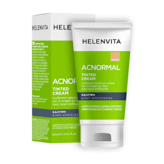 Helenvita - Acnormal Tinted Cream Medium Ενυδατική Κρέμα με Χρώμα για τη Λιπαρή με Τάση Ακμής Επιδερμίδα - 60ml  