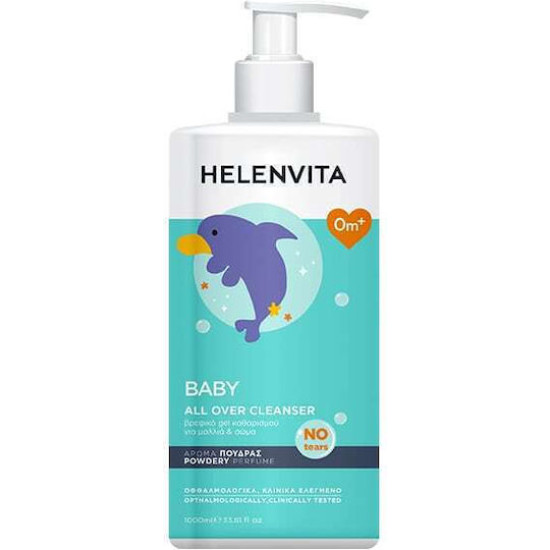 Helenvita - Baby All Over Cleanser Rerfume Talc Βρεφικό Υγρό Καθαρισμού για Σώμα & Μαλλιά με Άρωμα Πούδρας - 1lt
