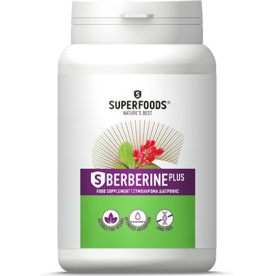 Superfoods - Berberine Plus Συμπλήρωμα Διατροφής με Βερβερίνη για τη Ρύθμιση του Μεταβολισμού και τη Διαχείριση του Βάρους - 90 κάψουλες 