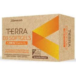 Genecom - Terra D3 softgels 1200iu Συμπλήρωμα διατροφής για την καλή υγεία οστών & ανοσοποιητικού συστήματος - 60μαλακές κάψουλες