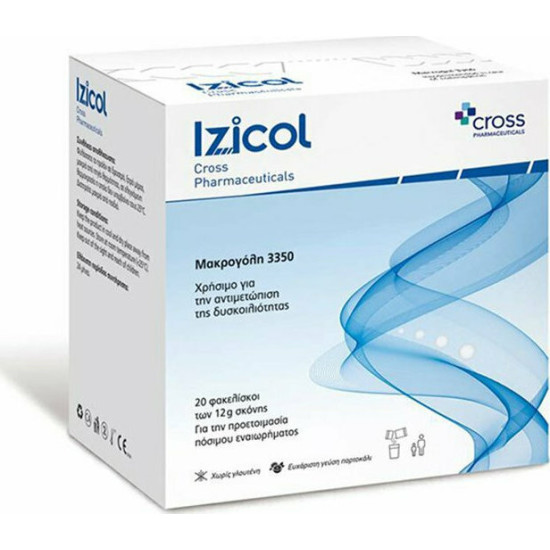 Cross Pharmaceuticals - Izicol Adult Βοήθημα με Μακρογόλη για την Αντιμετώπιση της Δυσκοιλιότητας - 20φακελάκιαx12gr