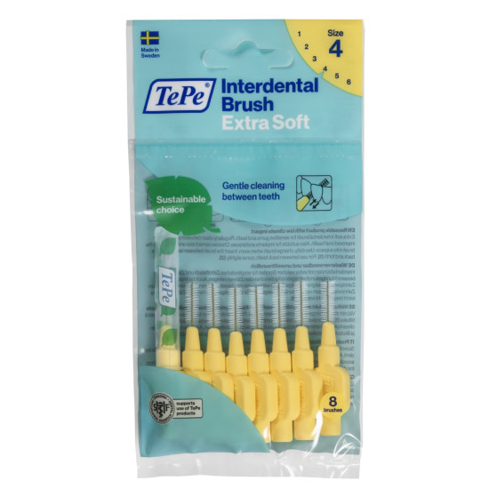 Tepe - Extra Soft fine 0.7mm Κίτρινο Μεσοδόντια Βουρτσάκια - 8τμχ