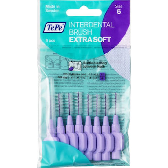 Tepe - Extra Soft large 1.1mm Μωβ Μεσοδόντια Βουρτσάκια - 8τμχ