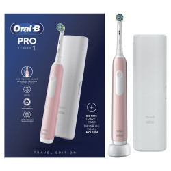Oral-B - Pro Series 1 Ηλεκτρική Οδοντόβουρτσα Ροζ με Χρονομετρητή, Αισθητήρα Πίεσης - 1τμχ και Θήκη Ταξιδίου 