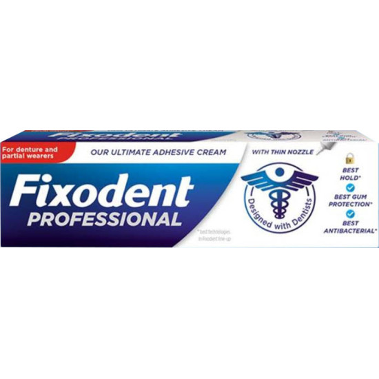 Fixodent - Professional, Η Καλύτερη Τεχνολογία Fixodent για την Προστασία των Ούλων, Στερεωτική Κρέμα για Τεχνητή Οδοντοστοιχία - 40g