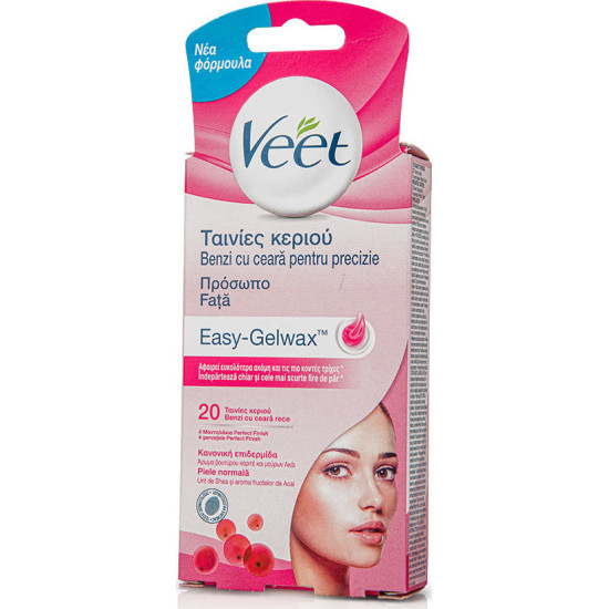 Veet - Easy Gelwax Normal Skin Ταινίες Αποτρίχωσης για το Πρόσωπο - 20τμχ
