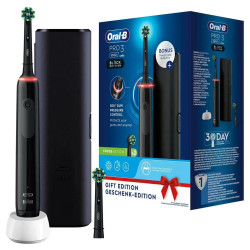 Oral-B - Pro 3 3500 Ηλεκτρική Οδοντόβουρτσα με Αισθητήρα Πίεσης και Θήκη Ταξιδίου Black Edition - 1τμχ