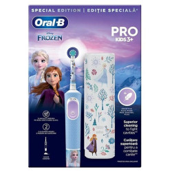 Oral-B - Kids Pro Ηλεκτρική Οδοντόβουρτσα Frozen με Θήκη Ταξιδίου για Παιδιά 3+ Ετών Γαλάζιο - 1τμχ