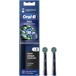 Oral-B - Pro Cross Action Black Ανταλλακτικές Κεφαλές για Ηλεκτρική Οδοντόβουρτσα - 2τμχ