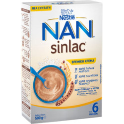 Nestle - Nan Sinlac Βρεφική Κρέμα Χωρίς Γάλα & Λακτόζη Γλουτένη & Ζάχαρη Από 6 μηνών - 500ml