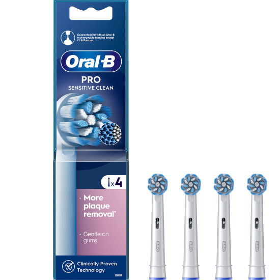 Oral-b - Pro Sensitive Clean Ανταλλακτικές Κεφαλές Ηλεκτρικής Οδοντόβουρτσας για Απαλό Βούρτσισμα - 4τμχ